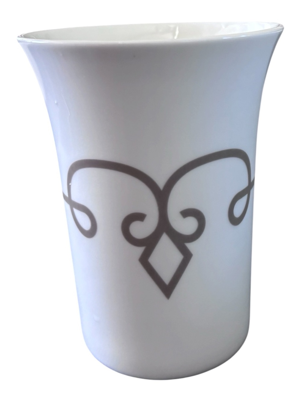 Starbucks 2014 White Ceramic Vase with Gray Scroll Motif